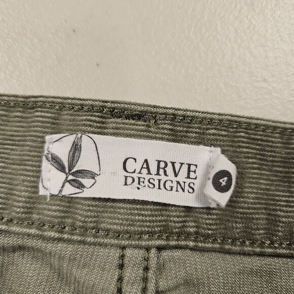 Carve Designs Oahu 10” Shorts Size 4 Cut Off OIive Stretch Corduroy Bermuda Raw - Picture 7 of 10